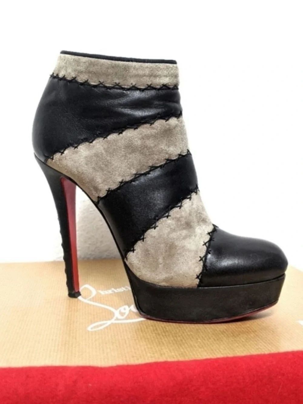 CHRISTIAN LOUBOUTIN Multi Booty 140 Leather Platform Booties 36.5